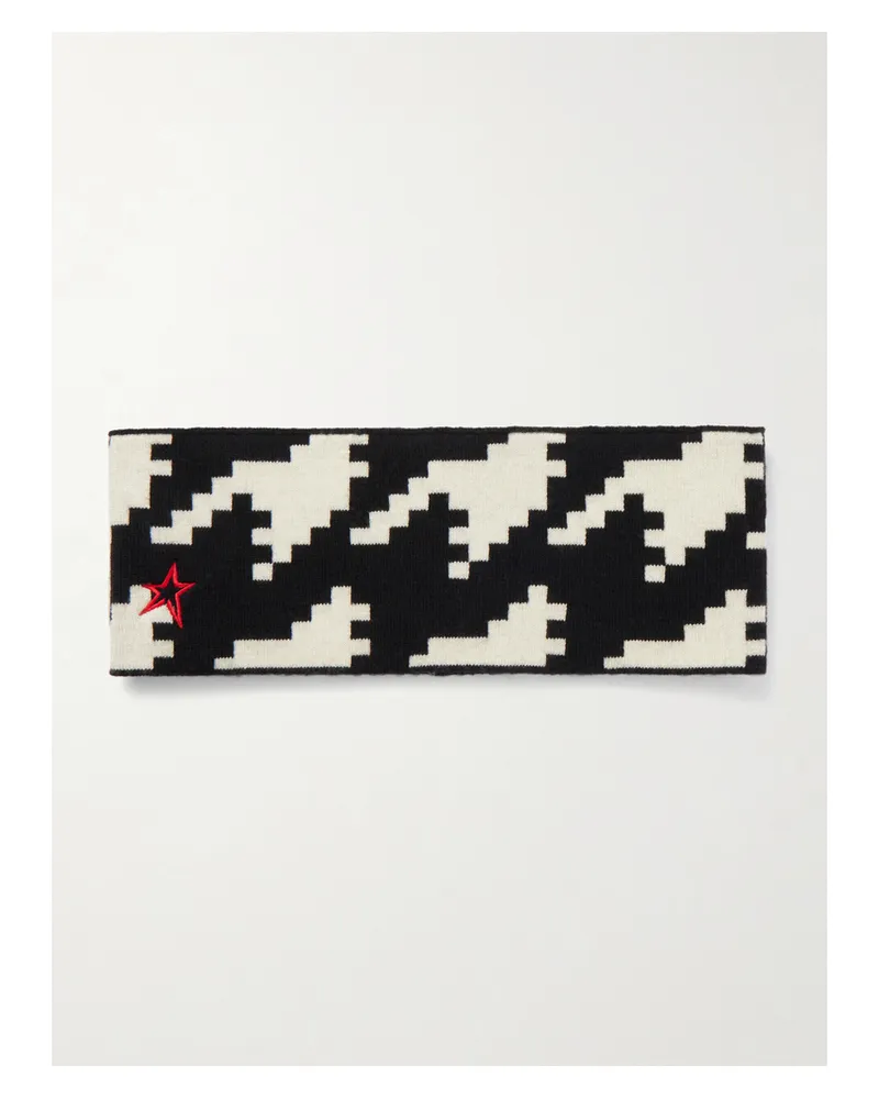 Perfect Moment Stirnband Aus Einer Wollmischung Mit Hahnentrittmuster - Schwarz Schwarz