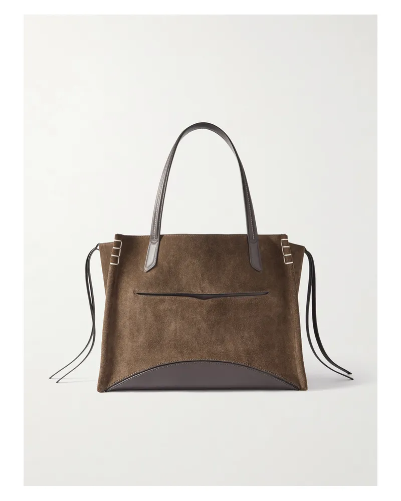 J.W.Anderson Loafer Cabas Tasseled Leather-trimmed Suede Shoulder Bag - Brown Brown