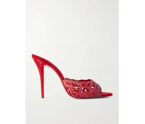 Lasera 100 Cutout Crystal-embellished Suede Sandals - Red
