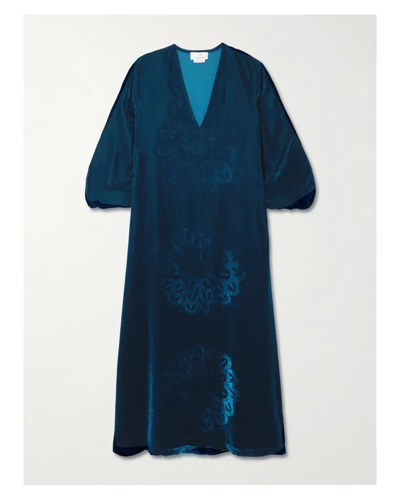 THEMIS Z Anthos Maxikleid Aus Devoré-samt Aus Einer Seidenmischung - Blau Blau