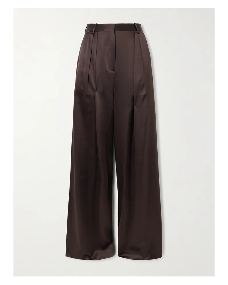 ÉTERNE Josephine Hose Mit Geradem Bein Aus Stretch-seidensatin Mit Falten - Braun Braun
