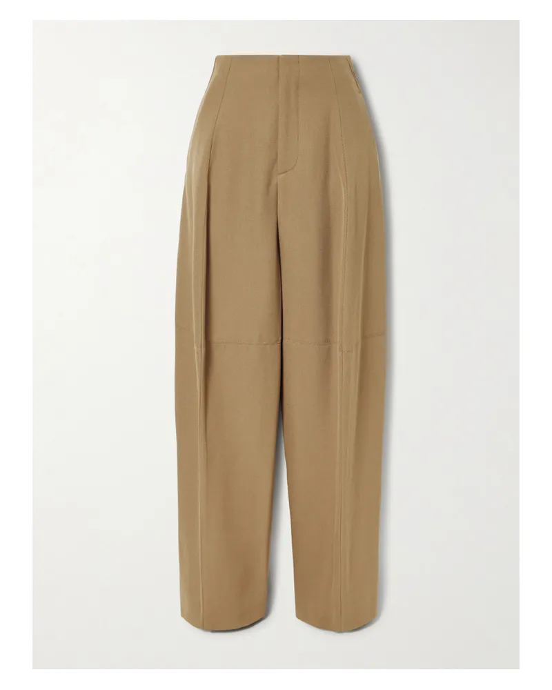 Victoria Beckham Hose Mit Weitem Bein Aus Woll-drillich - Braun Braun