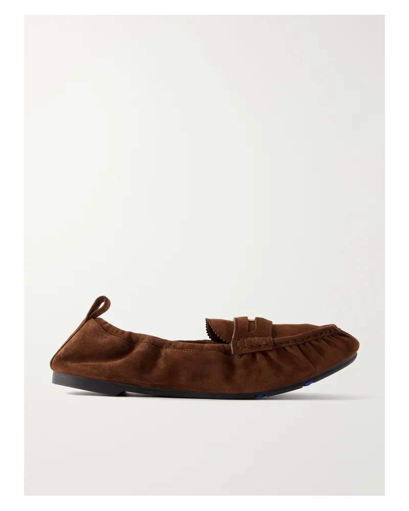 Burberry Fawn Suede Penny Loafers - Brown Brown