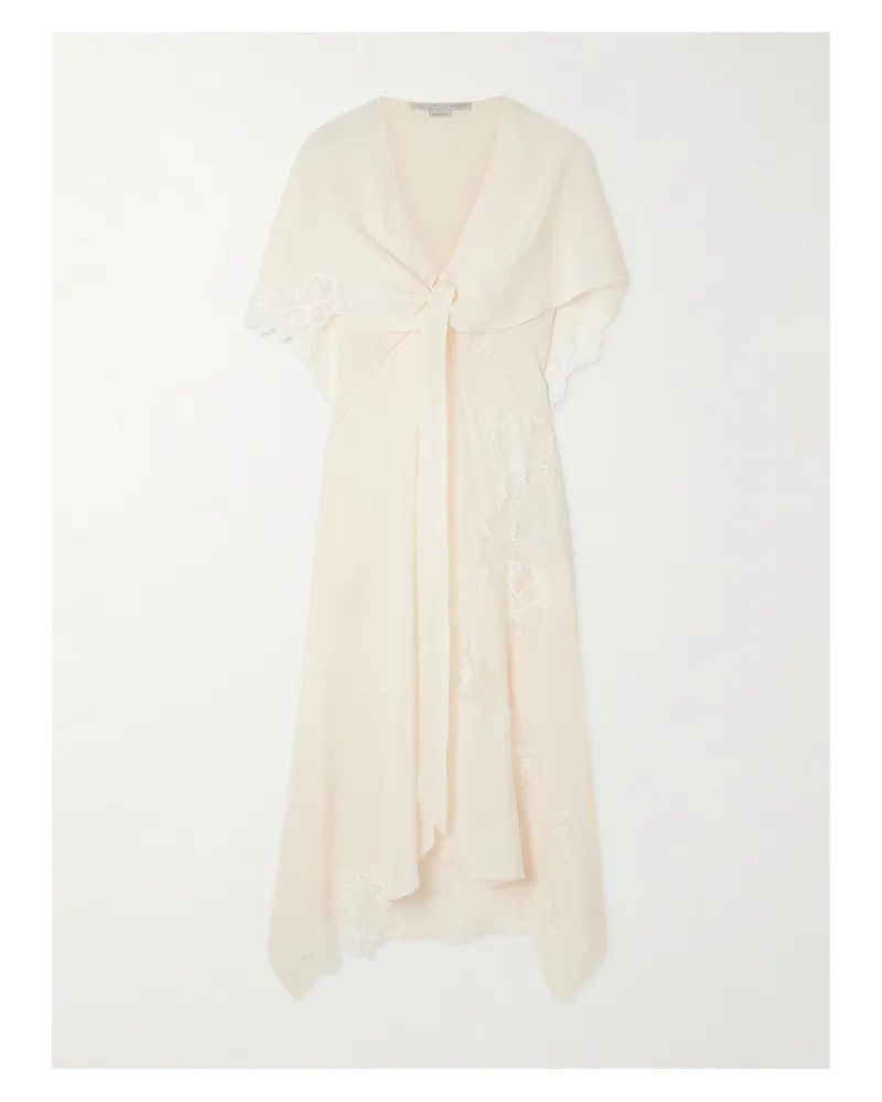 Stella McCartney Mehrlagiges Midikleid Aus Crêpe De Chine Aus Seide Mit Spitzeneinsätzen - Weiß Weiß