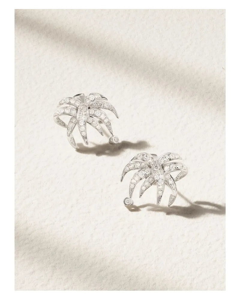 Yvonne Léon Paradise Island Ohrringe Aus 18 Karat Weißgold Mit Diamanten - Silber Silber