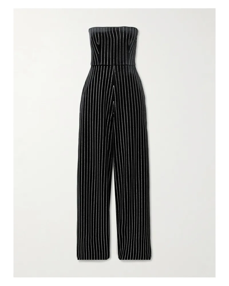 Alex Perry Trägerloser Jumpsuit Aus Samt Mit Kristallen - Schwarz Schwarz