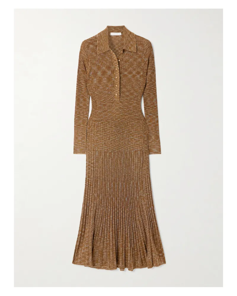 Zimmermann Mouline Midikleid Aus Strick Mit Falten - Braun Braun