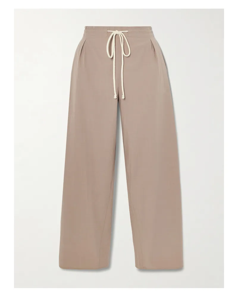 Maria Mcmanus Rope-trimmed Organic Cotton-poplin Wide-leg Pants - Neutrals Neutrals