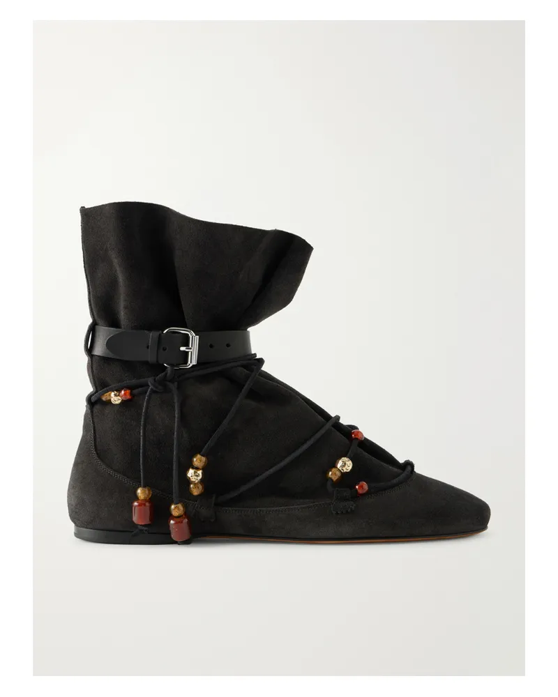Isabel Marant Letiz Suede Ankle Boots - Black Black