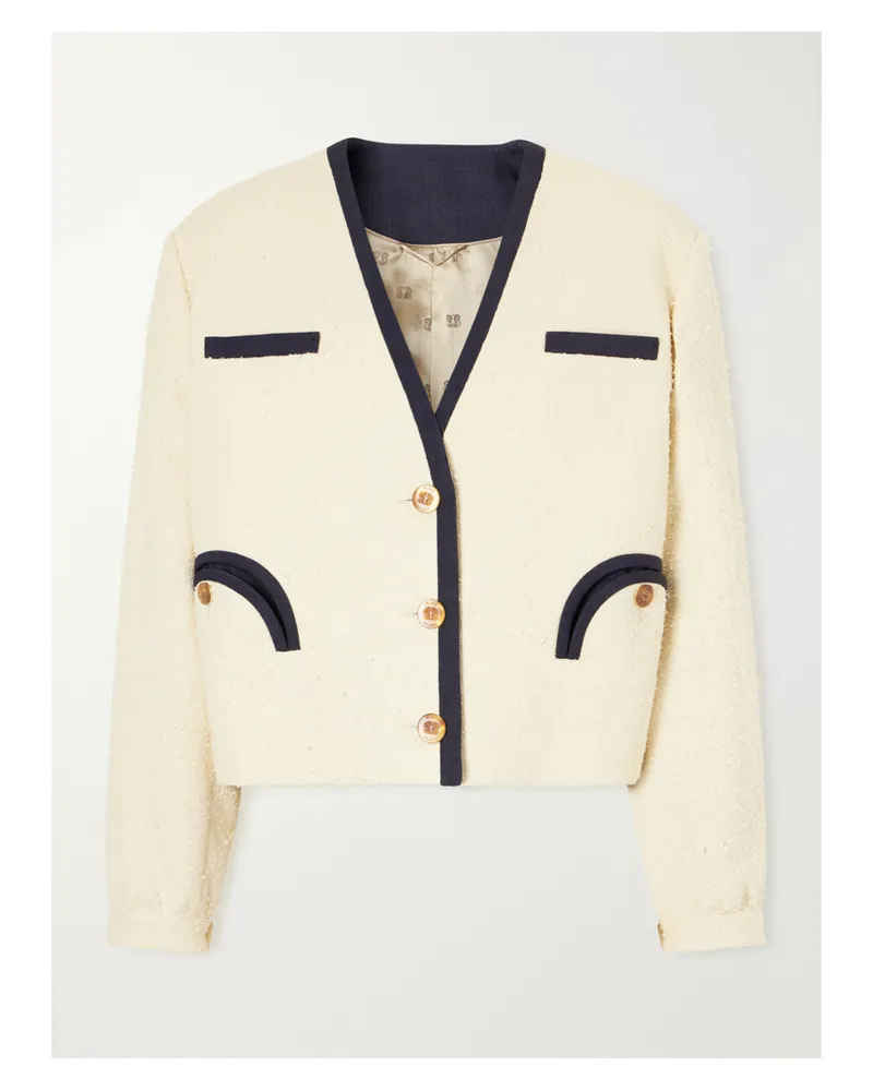 Blazé Milano Orinda Riviera Cropped Cotton-blend Bouclé Blazer - Neutrals Neutrals