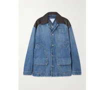 Jeansjacke Mit Intrecciato-lederbesätzen - Blau