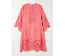Rachel Strandkleid Aus Einer Baumwoll-seidenmischung Mit Lochstickerei - Pink