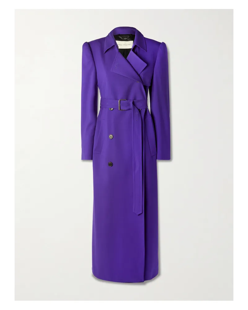 Dries van Noten Doppelreihiger Mantel Aus Einer Wollmischung - Lila Lila