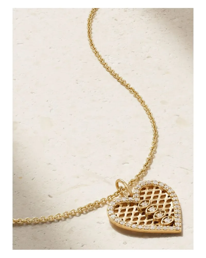 Sydney Evan Marquis Eye Fishnet Heart Kette Aus 14 Karat Gold Mit Diamanten Gold