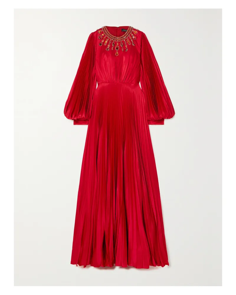 Andrew GN Robe Aus Plissiertem Seidensatin Mit Kristallen - Rot Rot