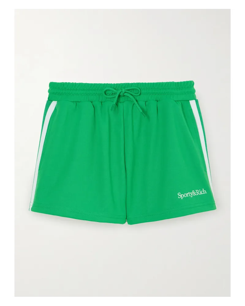 SPORTY & RICH Shorts aus Jersey mit Gestreiftem Ripsband Grün