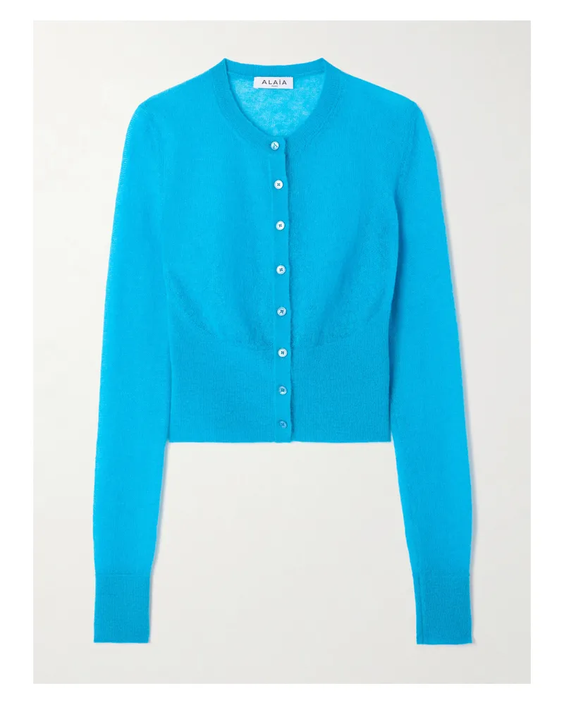 Alaïa Mohair-blend Cardigan - Blue Blue