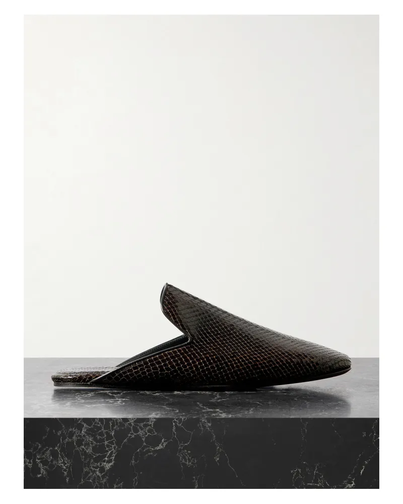 Dries van Noten Mules Aus Leder Mit Schlangeneffekt - Braun Braun