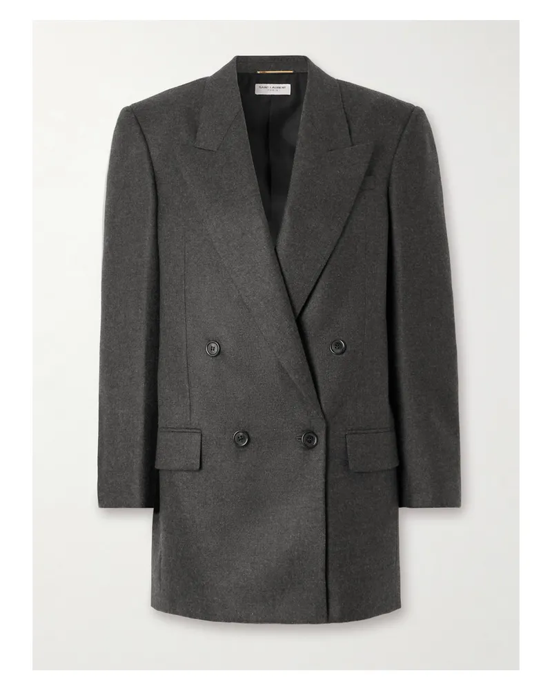 Saint Laurent Double-breasted Cashmere-twill Blazer - Gray Gray