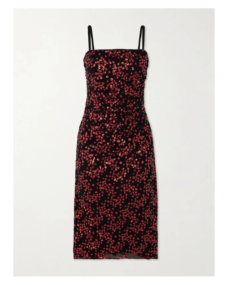 STAUD Florentina Midikleid Aus Tüll Mit Raffungen Und Verzierungen - Rot Rot