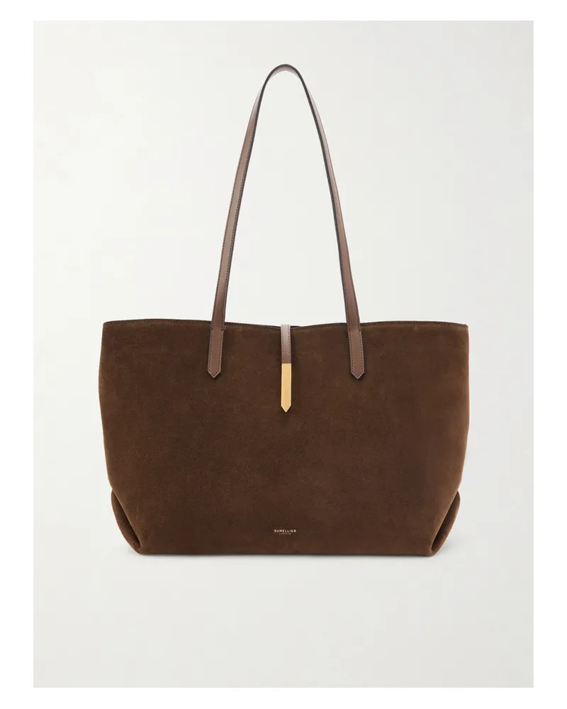 DeMELLIER Tokyo Leather-trimmed Suede Tote - Brown Brown