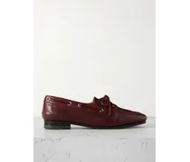 Pathy Leather Boat Shoes - Burgundy
