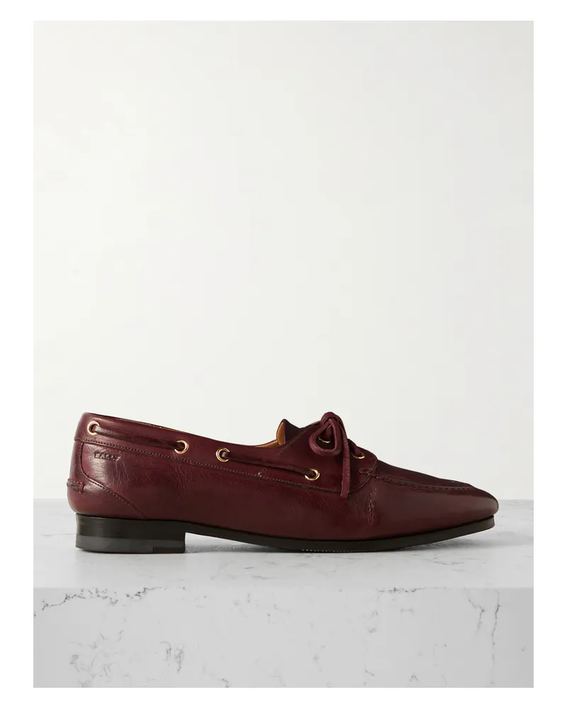 Bally Pathy Leather Boat Shoes - Burgundy Burgundy