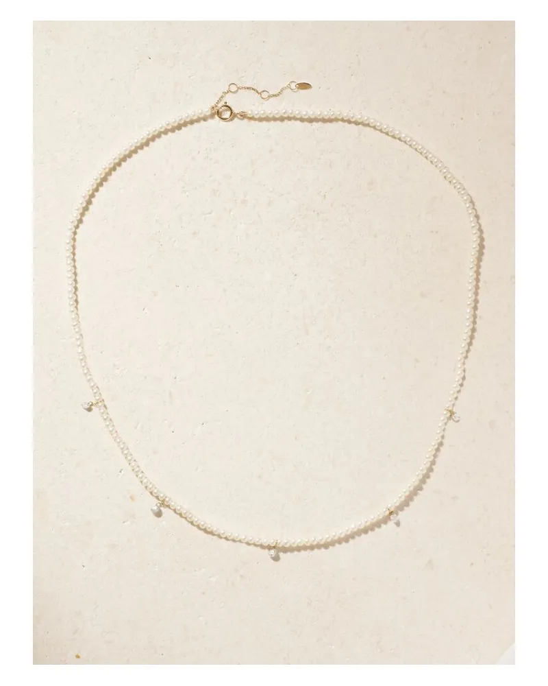 PERSEE Kette Mit Perlen, Diamanten Und Details Aus 18 Karat Gold Gold