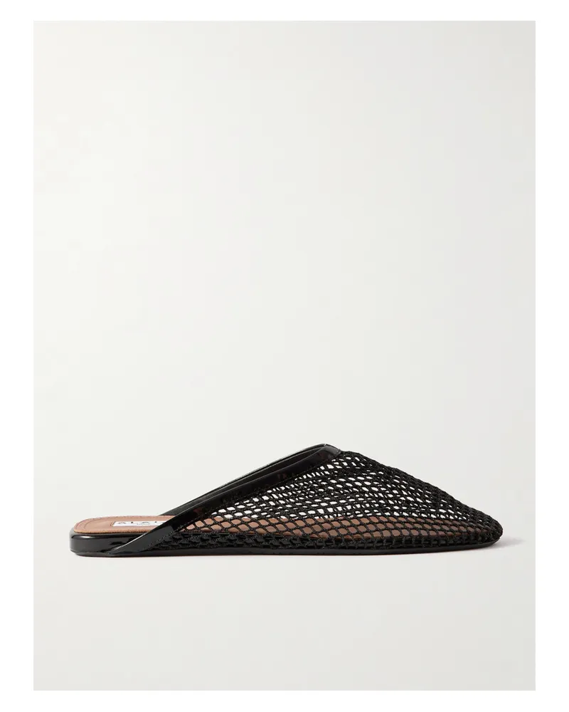 Alaïa Leather-trimmed Fishnet Mules - Black Black