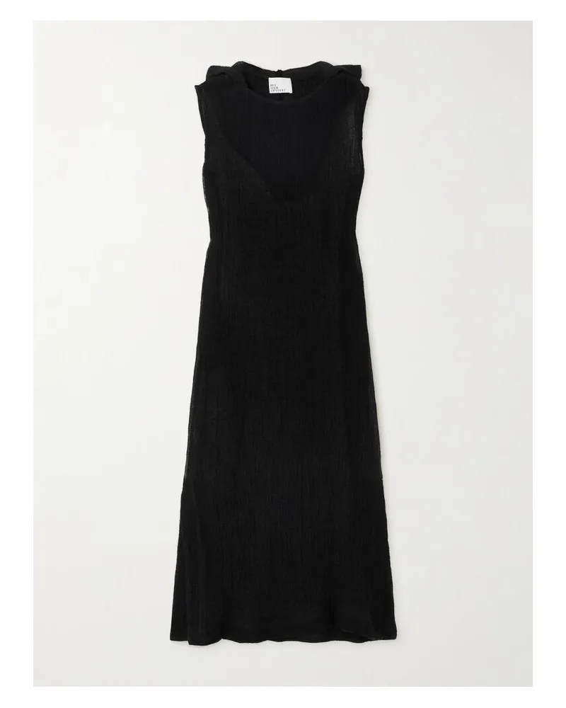 Lisa Marie Fernandez Net Sustain Column Maxikleid Aus Gaze Aus Einer Leinenmischung Mit Kapuze - Schwarz Schwarz
