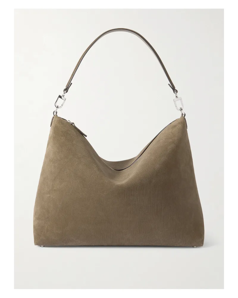 Totême Bevel Medium Textured-suede Tote - Brown Brown
