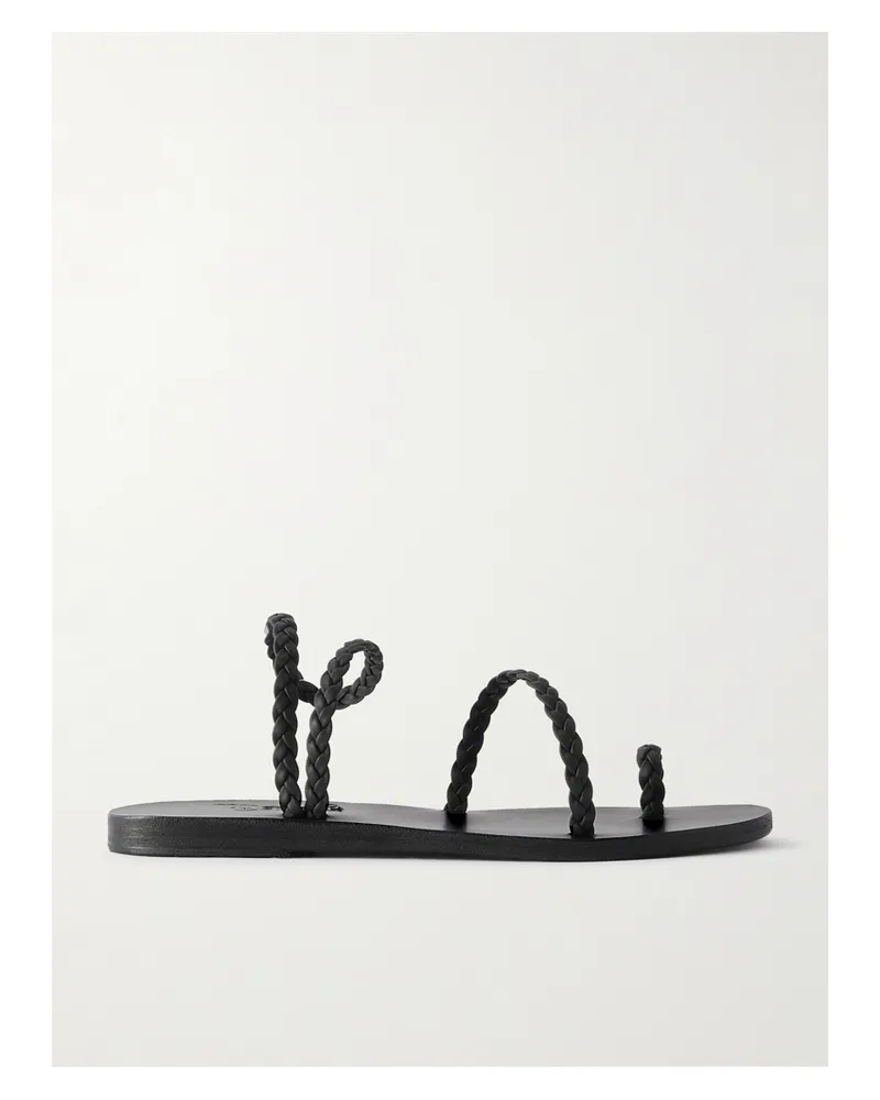 Ancient Greek Sandals Eleftheria Woven Leather Sandals - Black Black