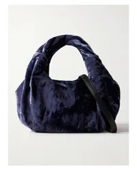 Dries van Noten Tote aus Samt In Knitteroptik Blau