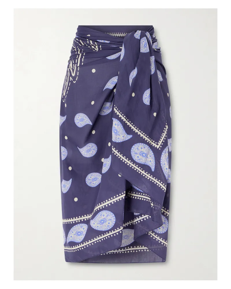 Johanna Ortiz Vibrant Horizons Printed Cotton Pareo - Blue Blue