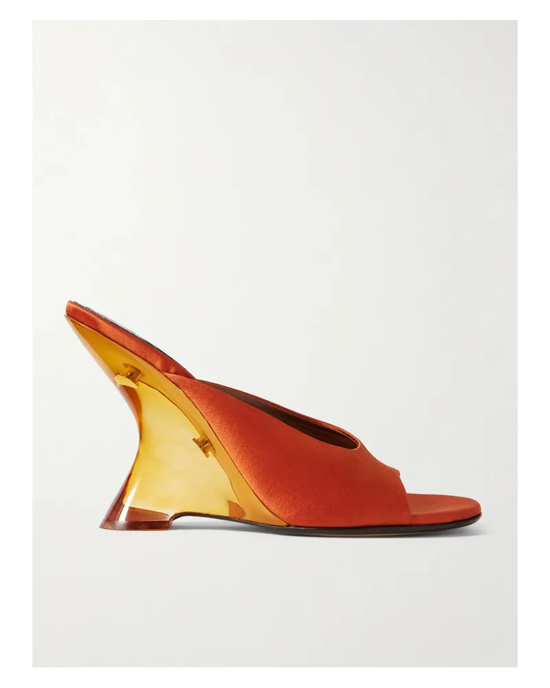 Dries van Noten Mules Aus Satin Mit Keilabsatz - Orange Orange