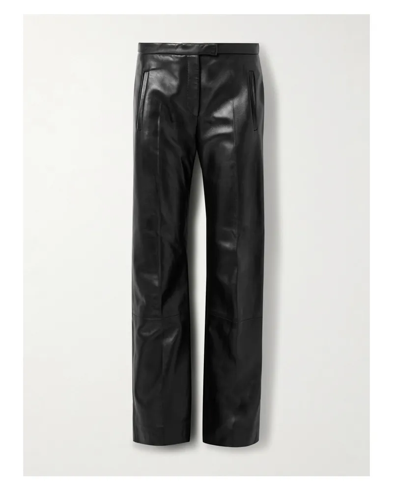 KHAITE Miles Leather Straight-leg Pants - Black Black