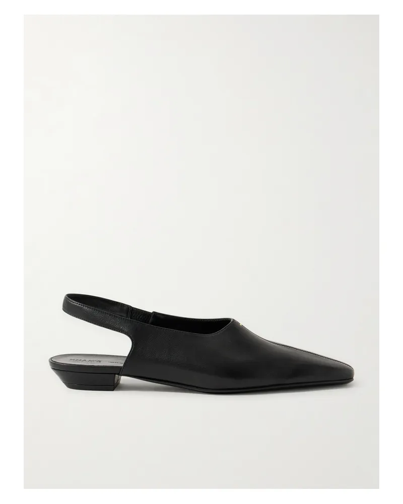 KHAITE Celia Leather Slingback Flats - Black Black