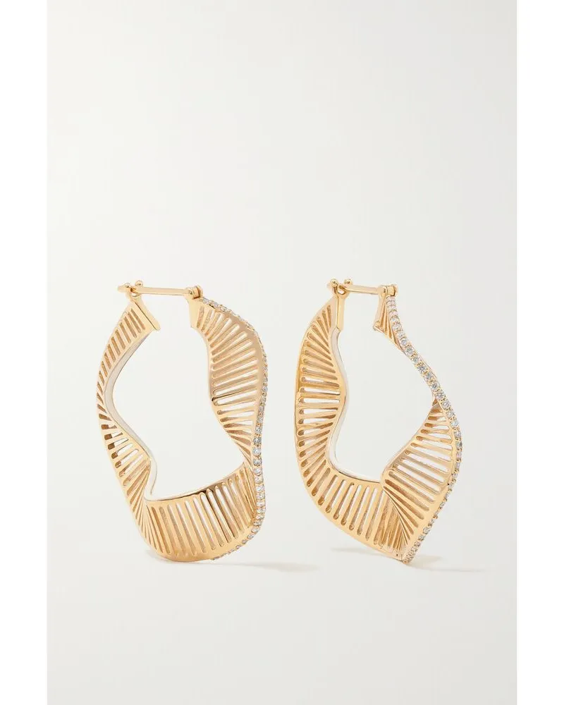 L’Atelier Nawbar Twisted Waves Creolen Aus 18 Karat Gold Mit Emaille Und Diamanten Gold