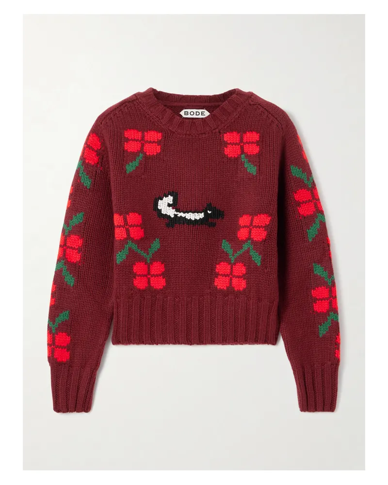BODE Intarsia-knit Wool Sweater - Red Red