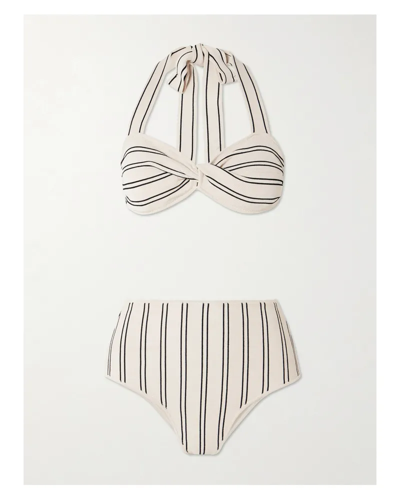Zimmermann Daylight Bikini Aus Gestreiftem Stretch-modal Mit Twist-detail - Creme Creme