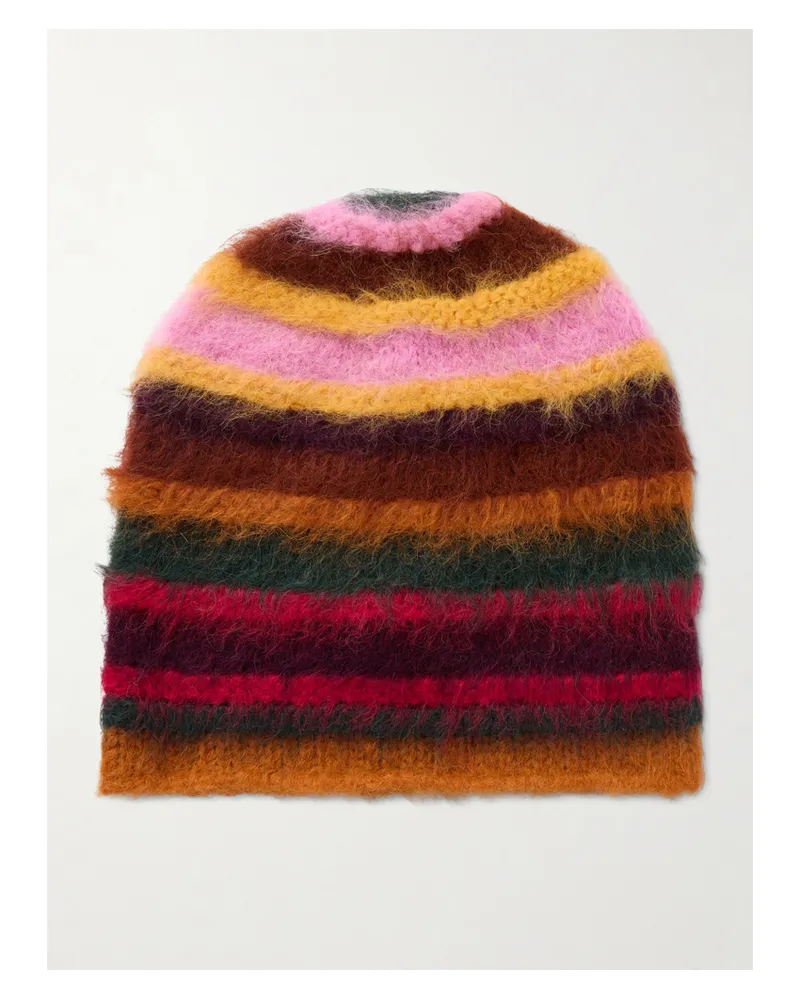 The Elder Statesman Thistle Pacific Beanie Aus Einer Gestreiften Wollmischung - Mehrfarbig Mehrfarbig
