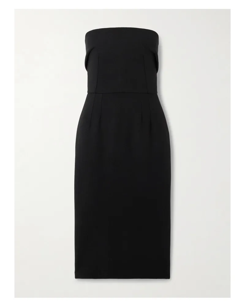 Dolce & Gabbana Trägerloses Midikleid Aus Woll-crêpe - Schwarz Schwarz