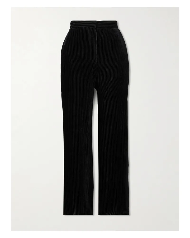 The Row Hose Mit Geradem Bein Aus Geripptem Samt - Schwarz Schwarz