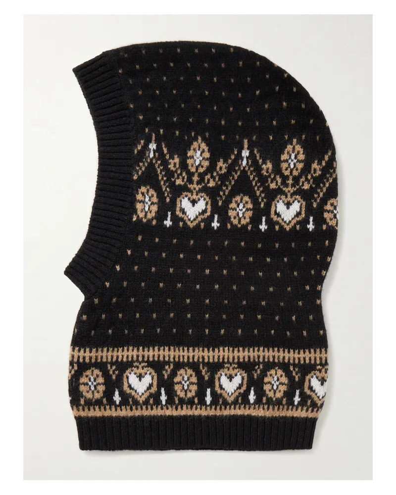 KHAITE Caspian Balaklava Aus Kaschmir Mit Fair-isle-muster - Schwarz Schwarz