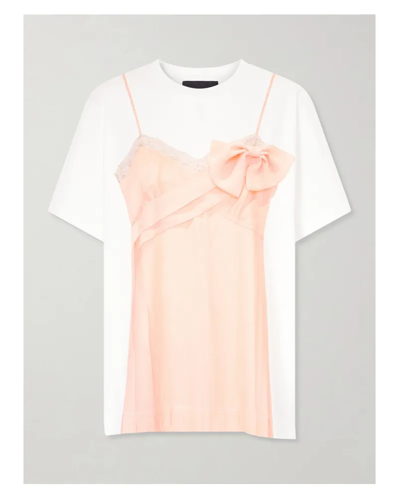 Simone Rocha T-shirt Aus Baumwoll-jersey Mit Trompe-l'œil-print - Orange Orange