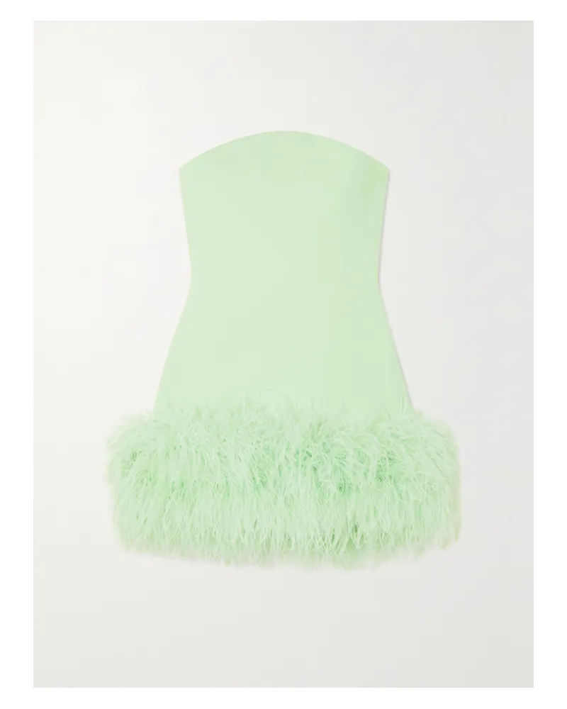 Safiyaa Rowan Trägerloses Minikleid Aus Crêpe Mit Federn - Grün Grün