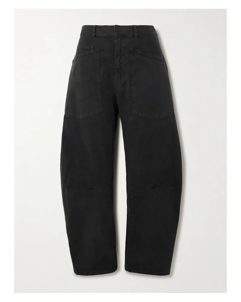 Nili Lotan Shon Barrel-hose Aus Twill Aus Einer Baumwollmischung - Schwarz Schwarz