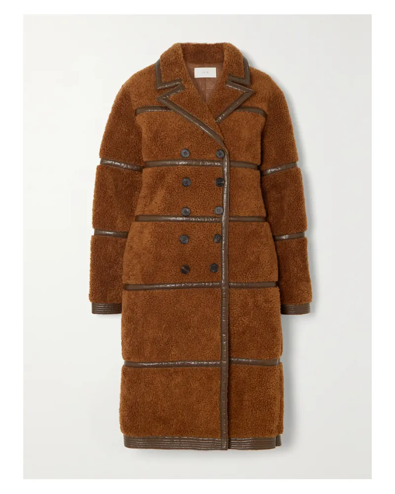 LVIR Doppelreihiger Mantel Aus Shearling-imitat Mit Besätzen Aus Kunstleder - Braun Braun