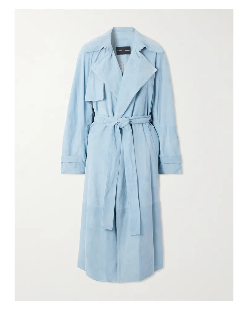 Proenza Schouler Ramona Mantel Aus Veloursleder Mit Bindegürtel - Blau Blau