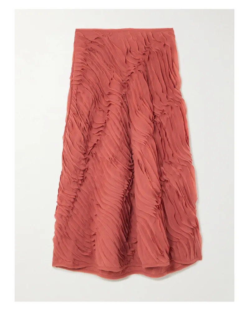 Ulla Johnson Amiko Ruffled Chiffon Midi Skirt - Brown Brown
